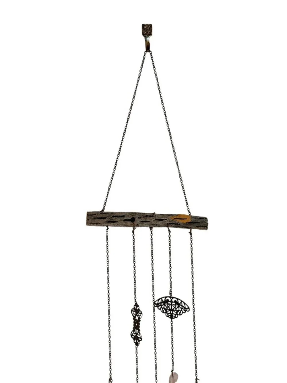 Rustic Cholla Wood Wind Chime – Boho Brass Bell Mobile, Desert Driftwood Hanging